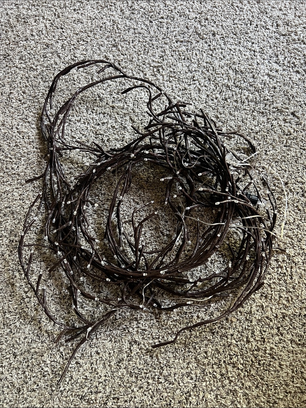 Brown Twig String Lights with Tiny LED Buds